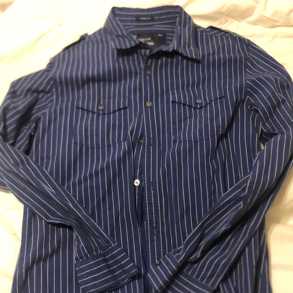 American Eagle blue strip dress shirt